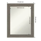 Amanti Art Fencepost Grey Narrow Non-Beveled Wood Bathroom Wall Mirror 28.5 x 22.5 in.
