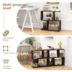 Costway 2 pz Scaffale Libreria a 2 Ripiani in Piedi Espositore in Legno a Forma di S Mobile Contenitore Nero/Marrone