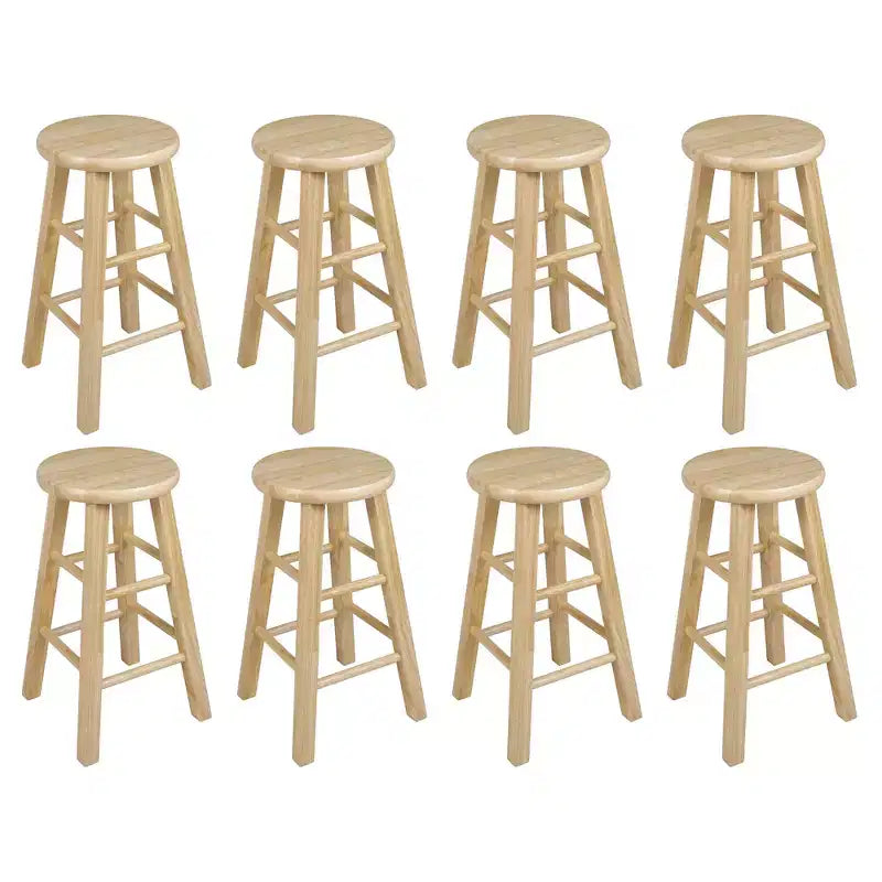 PJ Wood Classic Round Seat 24 Tall Kitchen Counter Stools, Natural (Set of 8)