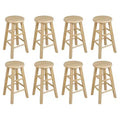 PJ Wood Classic Round Seat 24 Tall Kitchen Counter Stools, Natural (Set of 8)
