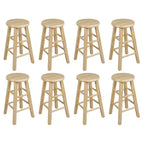 PJ Wood Classic Round Seat 24 Tall Kitchen Counter Stools, Natural (Set of 8)