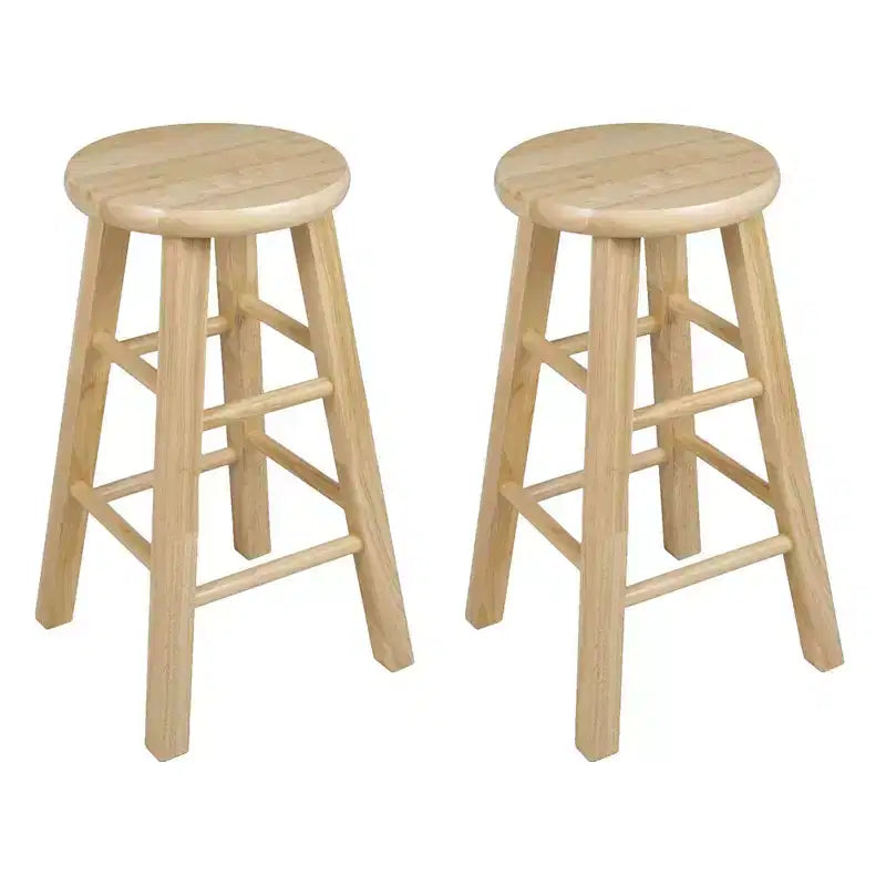 PJ Wood Classic Round Seat 24 Tall Kitchen Counter Stools, Natural (Set of 8)