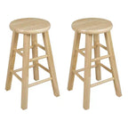 PJ Wood Classic Round Seat 24 Tall Kitchen Counter Stools, Natural (Set of 8)