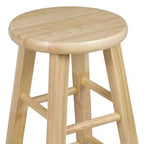 PJ Wood Classic Round Seat 24 Tall Kitchen Counter Stools, Natural (Set of 8)