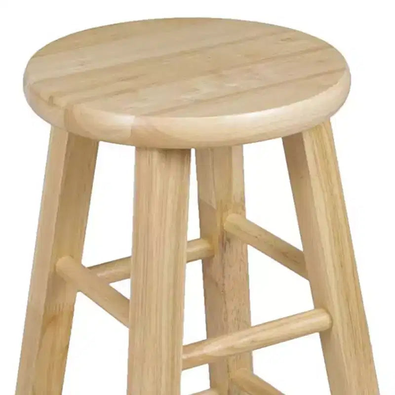 PJ Wood Classic Round Seat 24 Tall Kitchen Counter Stools, Natural (Set of 8)