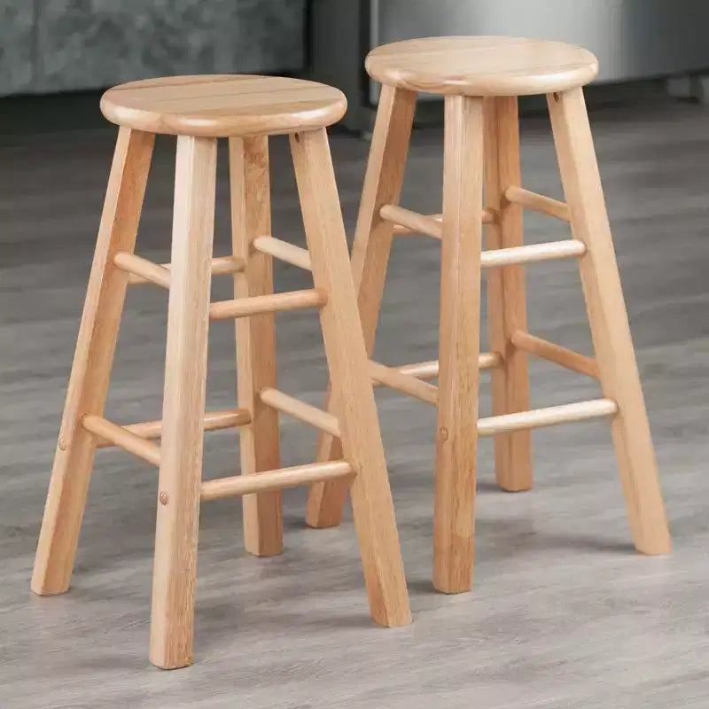 PJ Wood Classic Round Seat 24 Tall Kitchen Counter Stools, Natural (Set of 8)