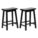 PJ Wood Sgabelli Alti con Seduta a Sella Classica da 61 cm per Cucine, Zone Pranzo e Bar, Senza Schienale, con 4 Gambe Quadrate, Neri (Set da 4)