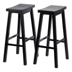 PJ Wood Sgabelli Alti da Cucina/Bancone da 73 cm con Sedile a Sella, Senza Schienale e 4 Gambe Quadrate, per Case, Sale da Pranzo e Bar, Nero (Confezione da 4)