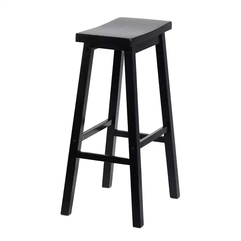 PJ Wood Sgabelli Alti da Cucina/Bancone da 73 cm con Sedile a Sella, Senza Schienale e 4 Gambe Quadrate, per Case, Sale da Pranzo e Bar, Nero (Confezione da 4)