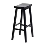 PJ Wood Sgabelli Alti da Cucina/Bancone da 73 cm con Sedile a Sella, Senza Schienale e 4 Gambe Quadrate, per Case, Sale da Pranzo e Bar, Nero (Confezione da 4)