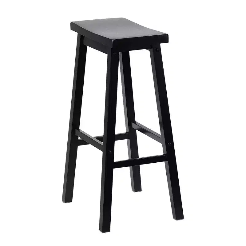 PJ Wood Sgabelli Alti da Cucina/Bancone da 73 cm con Sedile a Sella, Senza Schienale e 4 Gambe Quadrate, per Case, Sale da Pranzo e Bar, Nero (Confezione da 4)