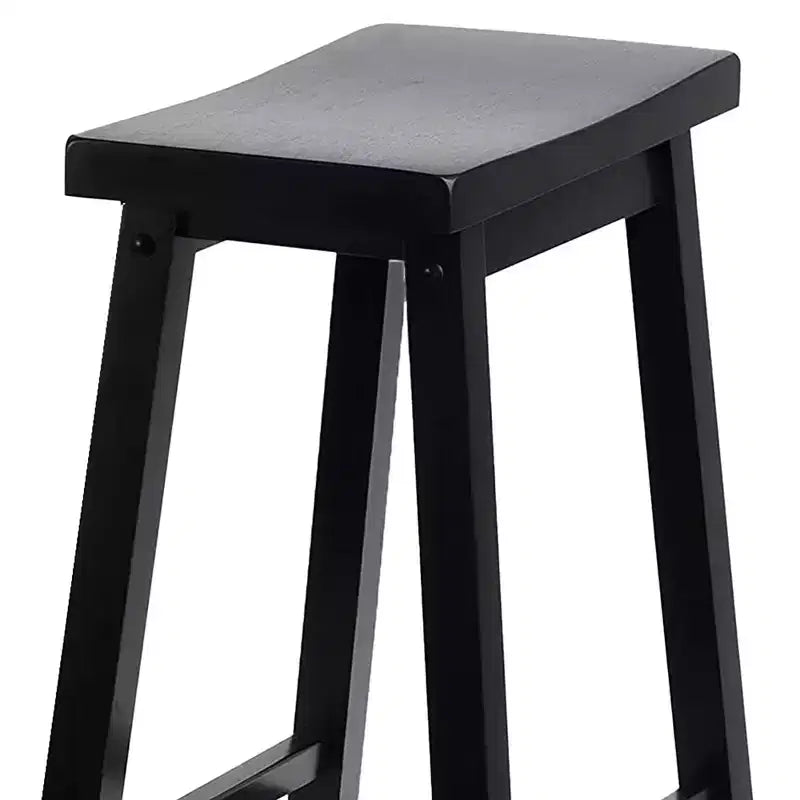 PJ Wood Classic Saddle-Seat 29 Tall Kitchen Counter Stools for Homes, Dining Spaces, and Bars with Backless Seats and 4 Square Legs, Black (4 Pack)
