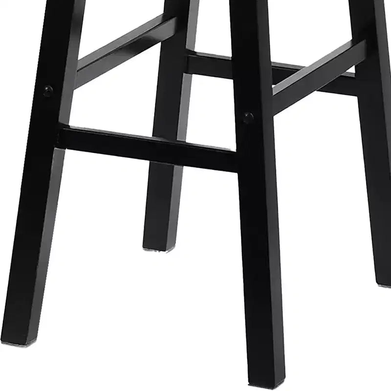 PJ Wood Sgabelli Alti da Cucina/Bancone da 73 cm con Sedile a Sella, Senza Schienale e 4 Gambe Quadrate, per Case, Sale da Pranzo e Bar, Nero (Confezione da 4)