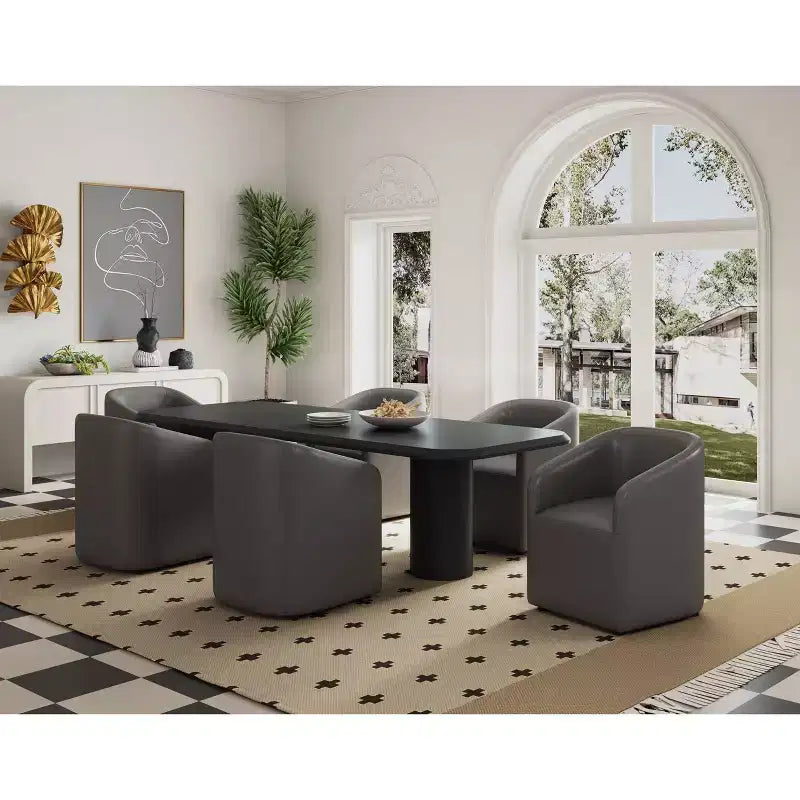 Poltroncina da Pranzo Rotonda Moderna in Similpelle Anna - Manhattan Comfort