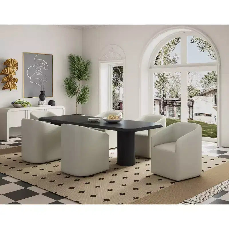 Anna Modern Round Faux Leather Dining Armchair - Manhattan Comfort