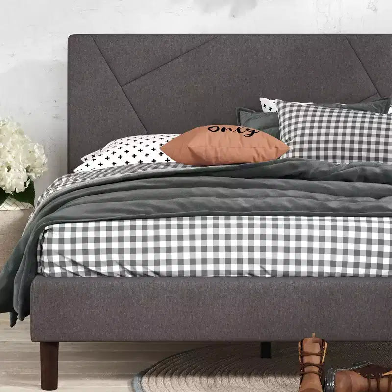 Zinus - Base letto imbottita con piattaforma Judy grigio