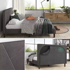 Zinus - Base letto imbottita con piattaforma Judy grigio