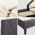 Zinus - Base letto imbottita con piattaforma Judy grigio