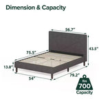 Zinus - Base letto imbottita con piattaforma Judy grigio