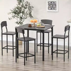 HOMCOM Set Tavolo e Sedie da Bar a Altezza Contatore Moderno, Set Tavolo da Cucina Compatto con Poggiapiedi, Gambe in Metallo