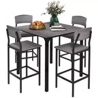 HOMCOM Set Tavolo e Sedie da Bar a Altezza Contatore Moderno, Set Tavolo da Cucina Compatto con Poggiapiedi, Gambe in Metallo