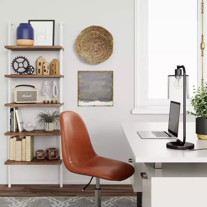 73 Theo 5 Tier Wood Wall Mount Ladder Bookshelf - Nathan James