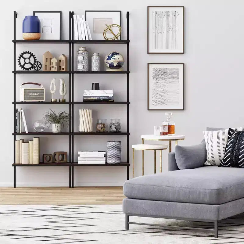 73 Theo 5 Tier Wood Wall Mount Ladder Bookshelf - Nathan James