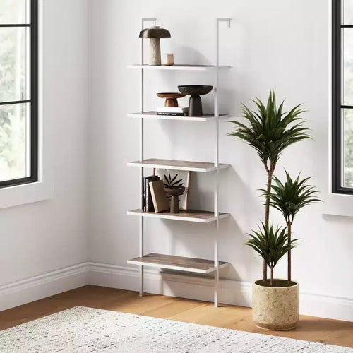 73 Theo 5 Tier Wood Wall Mount Ladder Bookshelf - Nathan James