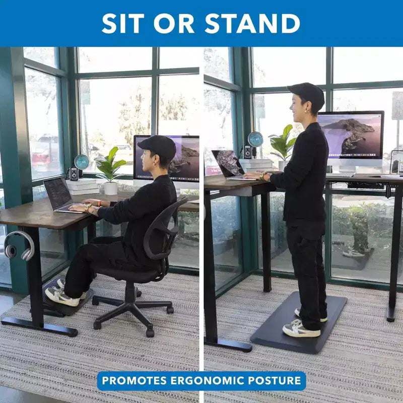 Mount-It! Grande scrivania elettrica angolare regolabile in altezza, scrivania automatica con regolazione fluida ed ergonomica dell'altezza da 28,3 a 46,5, marrone