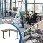 Mount-It! Grande scrivania elettrica angolare regolabile in altezza, scrivania automatica con regolazione fluida ed ergonomica dell'altezza da 28,3 a 46,5, marrone