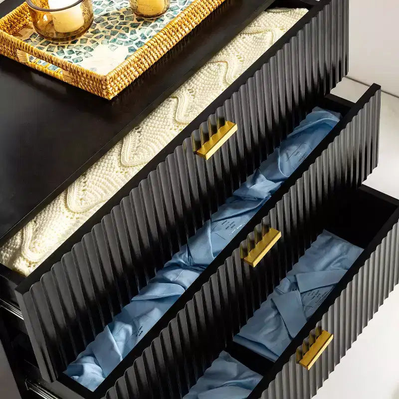Brian 32 Tall 3 Drawer Bachelor?s Chest with storage for bedroom Set of 2| ART OF LIVING DESIGNS-BLACK