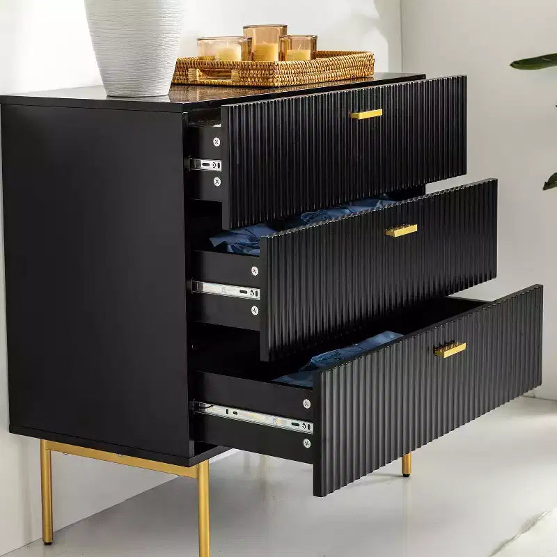 Brian 32 Tall 3 Drawer Bachelor?s Chest with storage for bedroom Set of 2| ART OF LIVING DESIGNS-BLACK