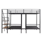 Full over Twin-Twin Triple Bunk Bed with Drawers and Staircase - ModernLuxe