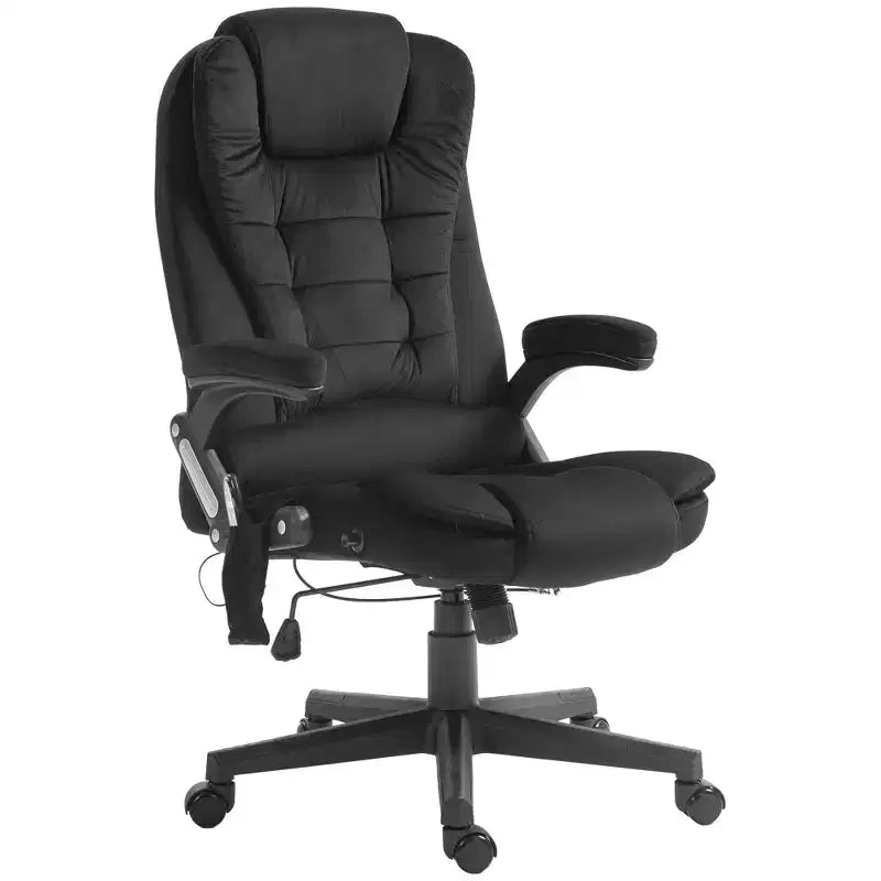 HOMCOM 6 Point Vibrating Massage Office Chair with Heat, Velvet High Back Executive Office Chair with Reclining Backrest, Armrests