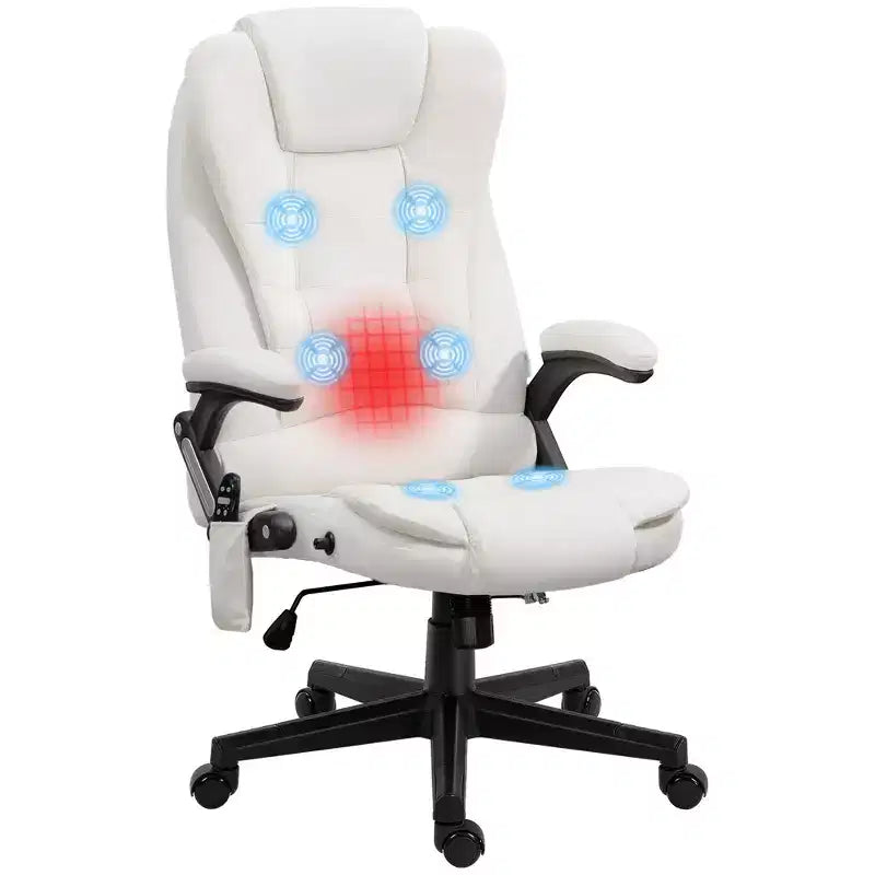 HOMCOM 6 Point Vibrating Massage Office Chair with Heat, Velvet High Back Executive Office Chair with Reclining Backrest, Armrests