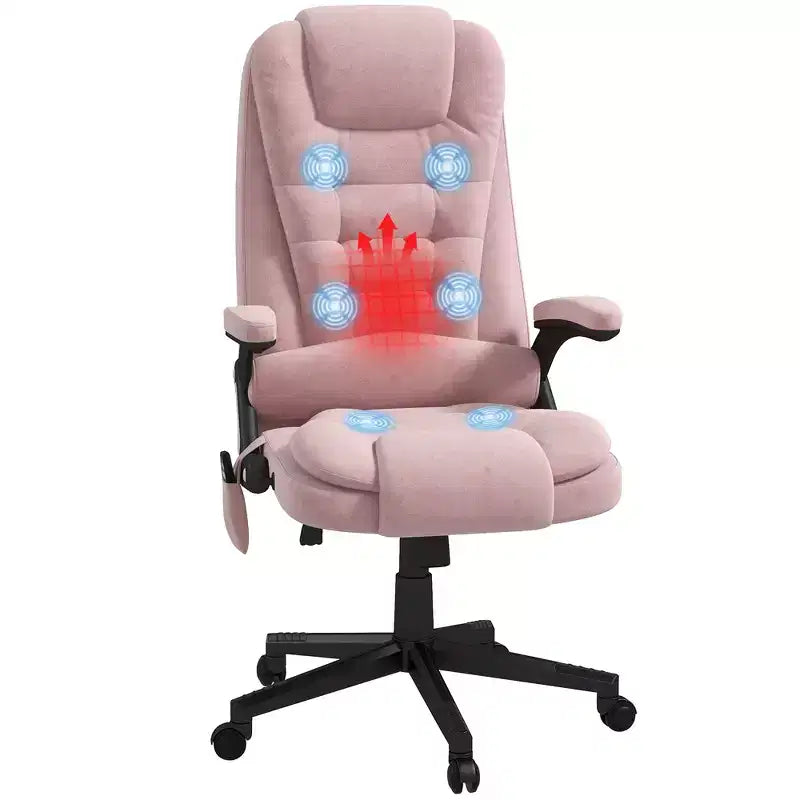 HOMCOM 6 Point Vibrating Massage Office Chair with Heat, Velvet High Back Executive Office Chair with Reclining Backrest, Armrests