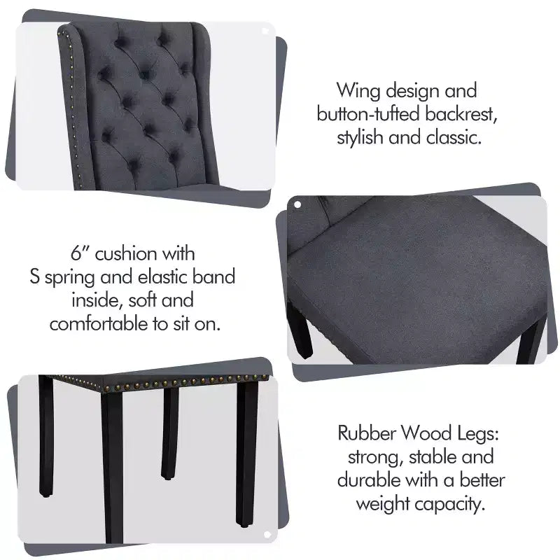 Yaheetech Button Tufted Dining Chairs Set of 2