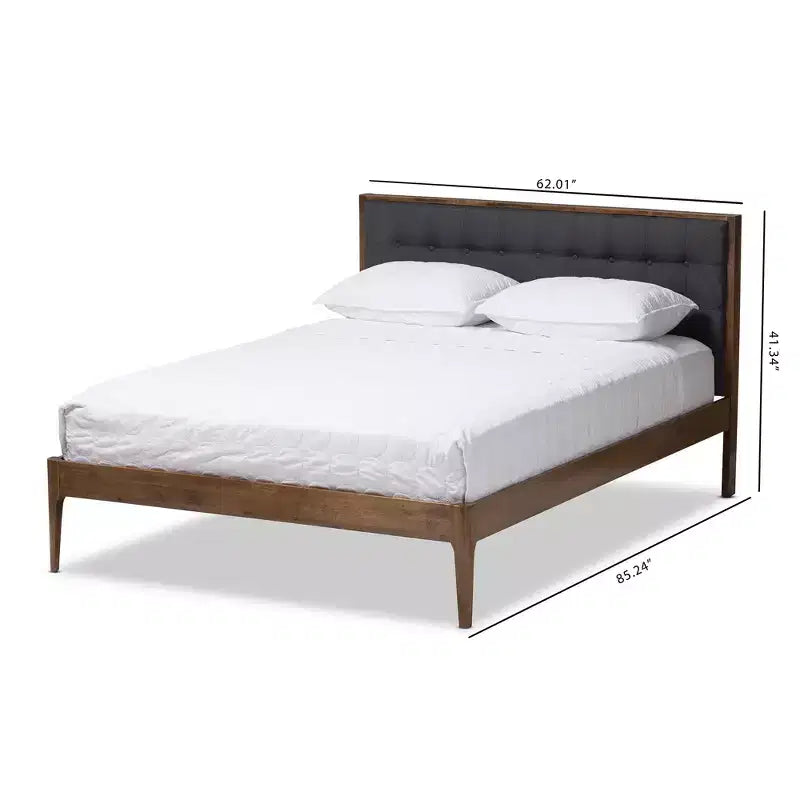 Jupiter Mid Tufted Platform Bed Gray - Baxton Studio