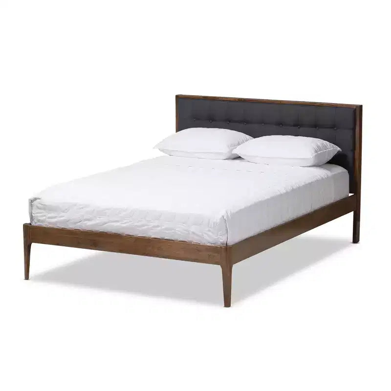 Jupiter Mid Tufted Platform Bed Gray - Baxton Studio
