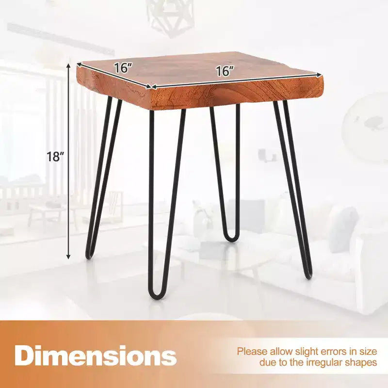 Costway Square End Table Accent Side Table Reclaimed Indonesia Teak Wood Plant Stand Patio Rustic