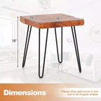 Costway Square End Table Accent Side Table Reclaimed Indonesia Teak Wood Plant Stand Patio Rustic