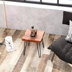 Costway Square End Table Accent Side Table Reclaimed Indonesia Teak Wood Plant Stand Patio Rustic