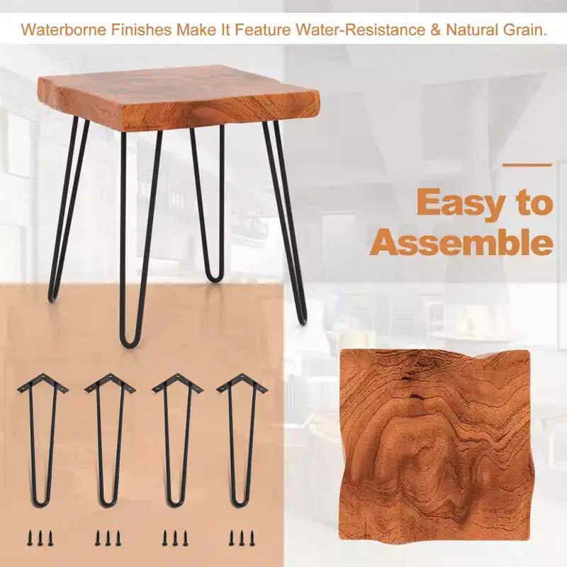 Costway Square End Table Accent Side Table Reclaimed Indonesia Teak Wood Plant Stand Patio Rustic
