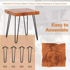 Costway Square End Table Accent Side Table Reclaimed Indonesia Teak Wood Plant Stand Patio Rustic