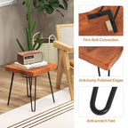 Costway Square End Table Accent Side Table Reclaimed Indonesia Teak Wood Plant Stand Patio Rustic