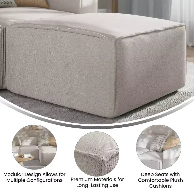 Flash Furniture Bridgetown Luxury Modular Sectional Sofa, Ottoman Seat