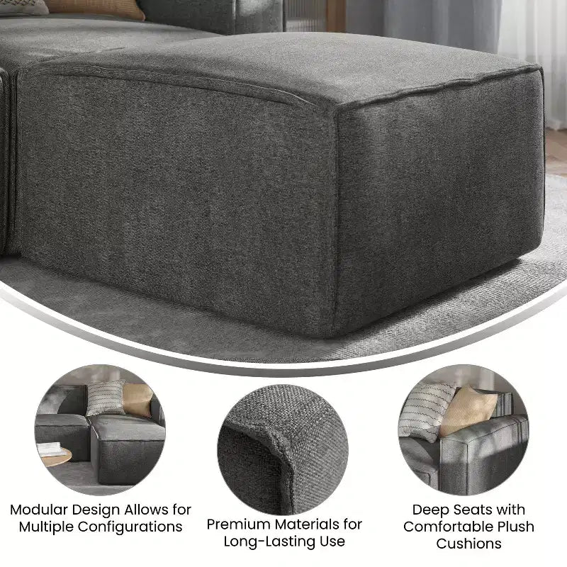Flash Furniture Bridgetown Luxury Modular Sectional Sofa, Ottoman Seat