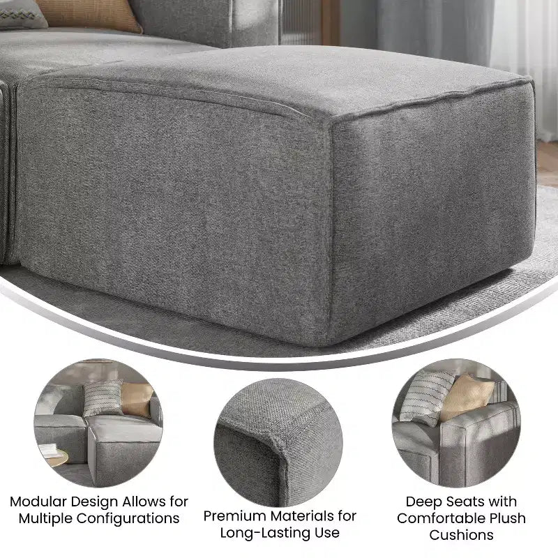 Flash Furniture Bridgetown Luxury Modular Sectional Sofa, Ottoman Seat