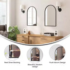 Merrick Lane Arched Metal Framed Wall Mirror for Entryways, Dining Rooms, and Living Rooms