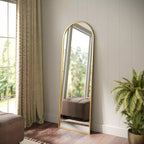 Merrick Lane Arched Metal Framed Wall Mirror for Entryways, Dining Rooms, and Living Rooms